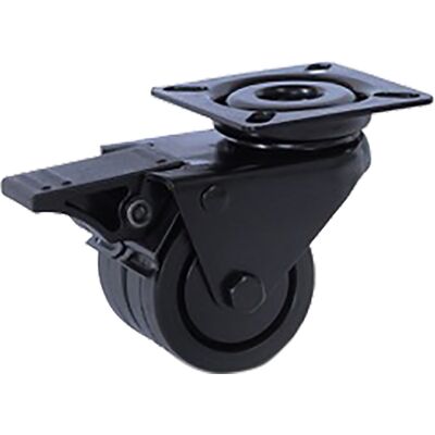 Meso Dubbel zwenkwiel TP-rubber met rem zwart 60mm - 90kg draagvermogen Meso Dubbel zwenkwiel TP-rubber met rem zwart 60mm - 90kg draagvermogen