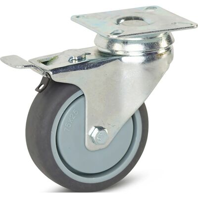 Meso Zwenkwiel TP-rubber met rem 50mm - 40kg draagvermogen Meso Zwenkwiel TP-rubber met rem 50mm - 40kg draagvermogen