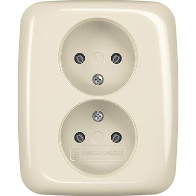 Busch-Jaeger Reflex SI wandcontactdoos dubbel inbouw Glanzend crème Busch-Jaeger Reflex SI wandcontactdoos dubbel inbouw Glanzend crème