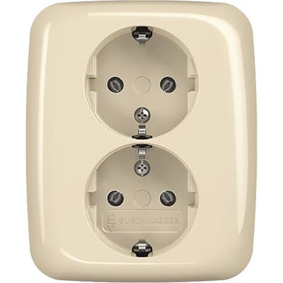 Busch-Jaeger Reflex SI wandcontactdoos RA dubbel inbouw Glanzend crème Busch-Jaeger Reflex SI wandcontactdoos RA dubbel inbouw Glanzend crème