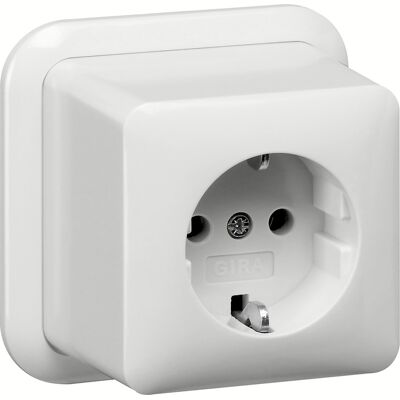 Gira System 55 wandcontactdoos RA opbouw met montageplaat en adapter K/P25 Glanzend wit Gira System 55 wandcontactdoos RA opbouw met montageplaat en adapter K/P25 Glanzend wit