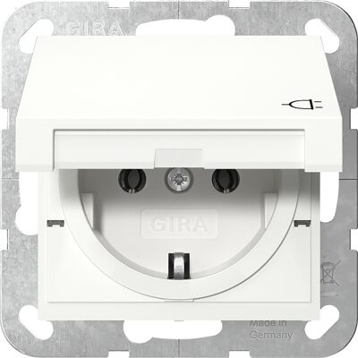 Gira System 55 wandcontactdoos RA m/deksel inbouw Glanzend wit Gira System 55 wandcontactdoos RA m/deksel inbouw Glanzend wit