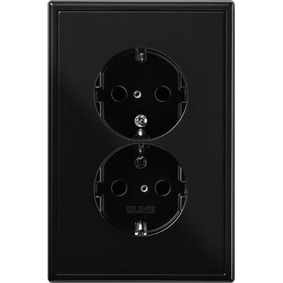 Jung LS990 wandcontactdoos RA dubbel inbouw Glanzend zwart Jung LS990 wandcontactdoos RA dubbel inbouw Glanzend zwart