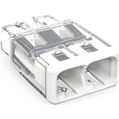 Wago Elektrische Connector - 2-polig, transparant/wit, 0,5-2,5mm² - Elektrische Connector Wago Elektrische Connector - 2-polig, transparant/wit, 0,5-2,5mm² - Elektrische Connector