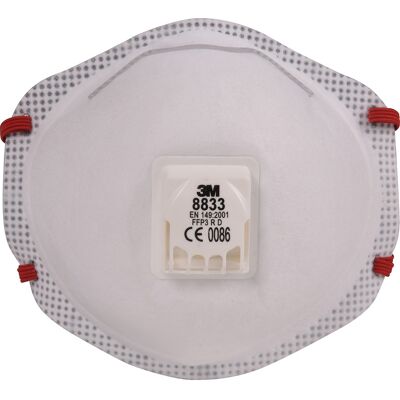 3M stofmasker in cupvorm met ventiel 10 stuks 8833 FFP3 (10 Stuks) 3M stofmasker in cupvorm met ventiel 10 stuks 8833 FFP3 (10 Stuks)