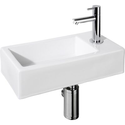 Differnz Helios Keramisch Wandfontaanset - Toiletaccessoires Differnz Helios Keramisch Wandfontaanset - Toiletaccessoires