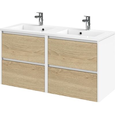 Tiger Maryport meubelset 120cm met 4 lades inclusief Quadro wastafel Naturel eik, mat wit en dubbel hoogglans wit Tiger Maryport meubelset 120cm met 4 lades inclusief Quadro wastafel Naturel eik, mat wit en dubbel hoogglans wit