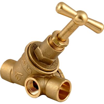 BPE stopkraan met aftapgelegenheid 15x15mm soldeer BPE stopkraan met aftapgelegenheid 15x15mm soldeer