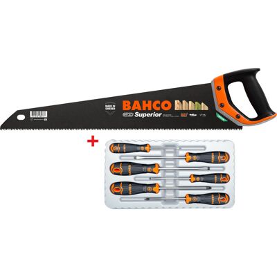 Bahco Superior 2600 handzaag met 6-delige schroevendraaier set 550mm Bahco Superior 2600 handzaag met 6-delige schroevendraaier set 550mm