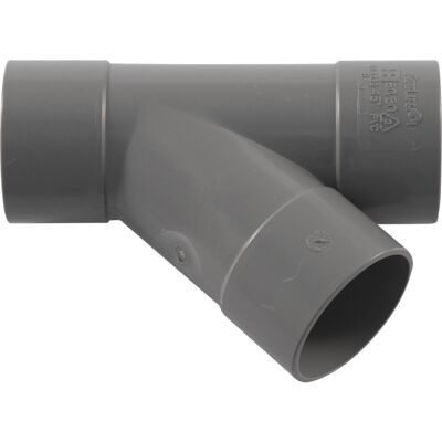 Wavin PVC T-stuk 45deg 75mm 3x lijmmof Wavin PVC T-stuk 45deg 75mm 3x lijmmof