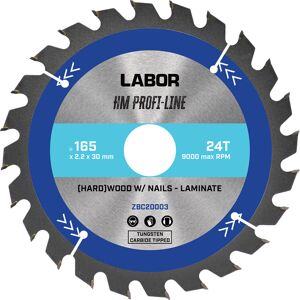 Labor HM Cirkelzaagblad - Hardhout - 165x30x2,2mm - 24T Labor HM Cirkelzaagblad - Hardhout - 165x30x2,2mm - 24T