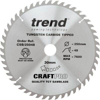 Trend 250x30/25,4/20/16 48Z cirkelzaagblad voor hout & gips Trend 250x30/25,4/20/16 48Z cirkelzaagblad voor hout & gips