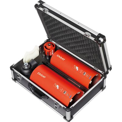 Carat droogboorset +dustec+adapters+alu koffer Ø82-132-162 Carat droogboorset +dustec+adapters+alu koffer Ø82-132-162