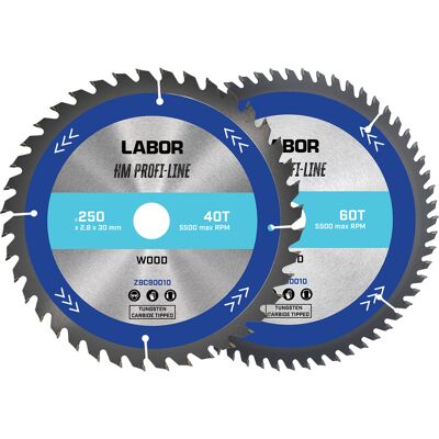 Labor HM cirkelzaagblad hout 250x30x2,8mm - 40,60T (2 Stuks) Labor HM cirkelzaagblad hout 250x30x2,8mm - 40,60T (2 Stuks)