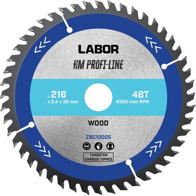 Labor HM cirkelzaagblad hout 216x30x2,4mm 48T Labor HM cirkelzaagblad hout 216x30x2,4mm 48T
