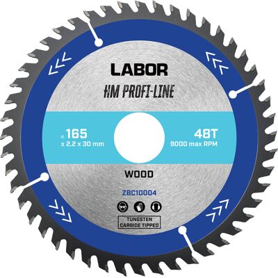 Labor HM cirkelzaagblad hout 165x30x2,2mm 48T Labor HM cirkelzaagblad hout 165x30x2,2mm 48T
