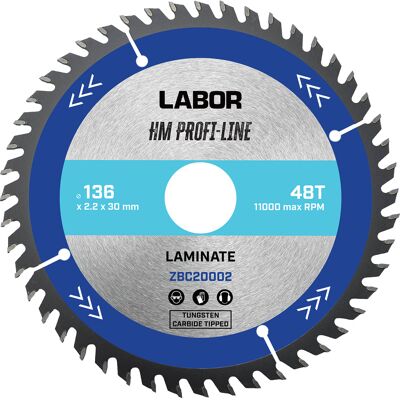 Labor HM cirkelzaagblad laminaat 136x20x2,2mm 48T Labor HM cirkelzaagblad laminaat 136x20x2,2mm 48T