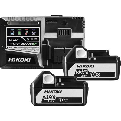 HiKOKI UC18YSL3WKZ 18V Accu Starterset - 2x 5,0Ah + Lader HiKOKI UC18YSL3WKZ 18V Accu Starterset - 2x 5,0Ah + Lader