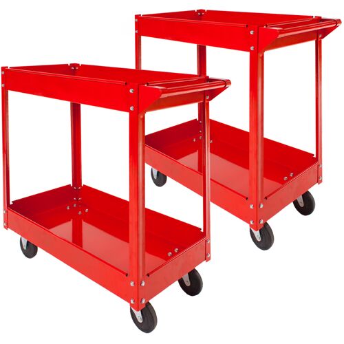 tectake 2 Werkplaatswagen met 2 legborden - rood