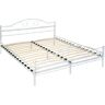 tectake Slaapkamerbed metalen bed „Art“ met lattenbodem - 200 x 180 cm, wit/wit