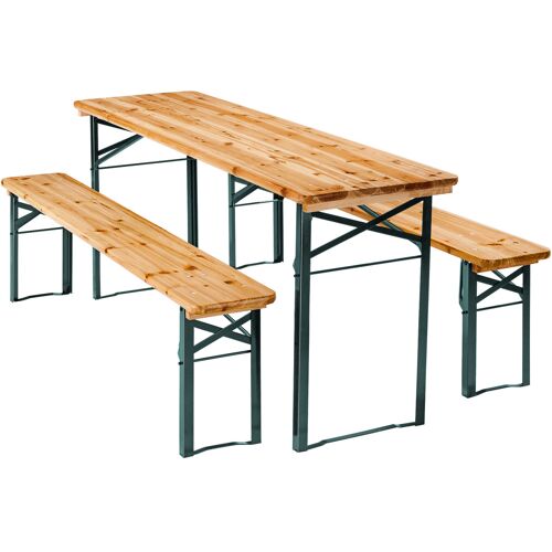 tectake Opvouwbare biertafelset, 1 tafel + 2 banken - bruin