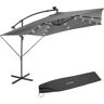 tectake Parasol Sunna LED-zonneenergie met zwengel 2,5 x 2,5 m - lichtgrijs