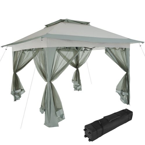 tectake Tuinpaviljoen Carabobo opvouwbaar 3,64x3,64x2,94m - lichtgrijs/donkergrijs