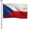 tectake Aluminium vlaggenmast in hoogte verstelbaar met vlag - Tsjechië