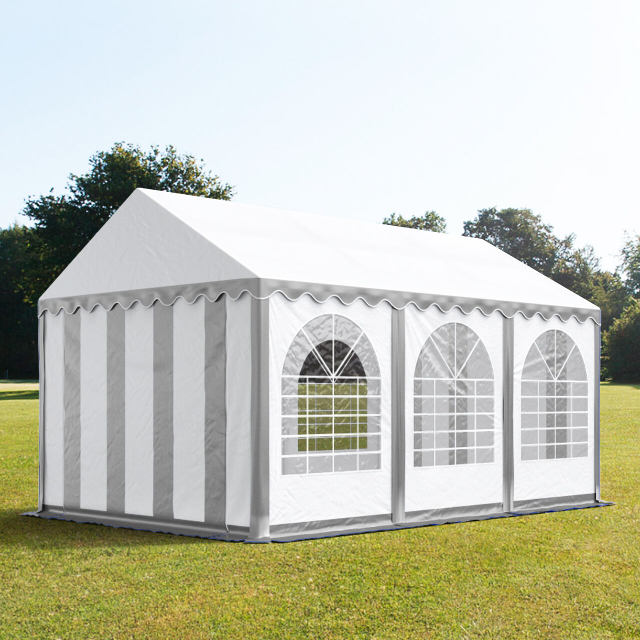 TOOLPORT Partytent 3x6m PVC 550 g/m² grijs waterdicht Feesttent