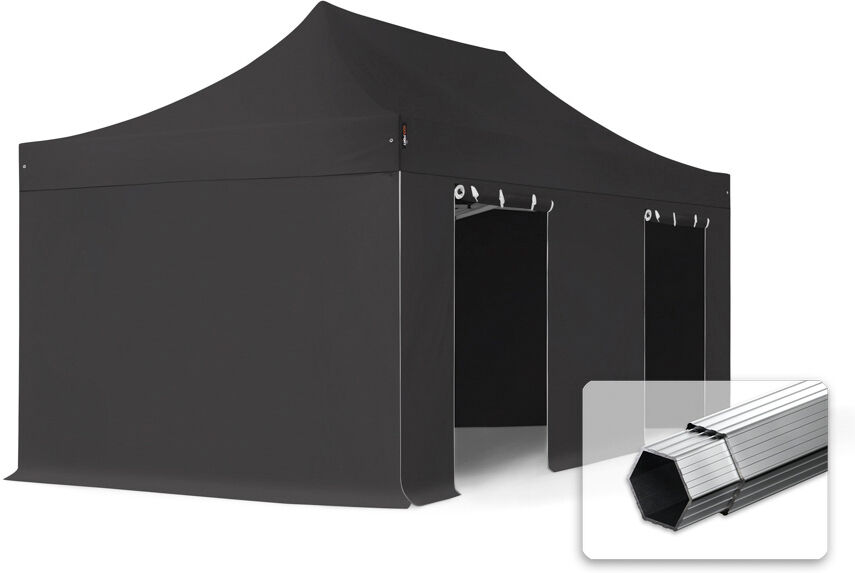 TOOLPORT Easy up Partytent 3x6m Hoogwaardig polyester 400 g/m² zwart waterdicht Easy Up Tent, Pop Up Partytent, Harmonicatent, Vouwtent