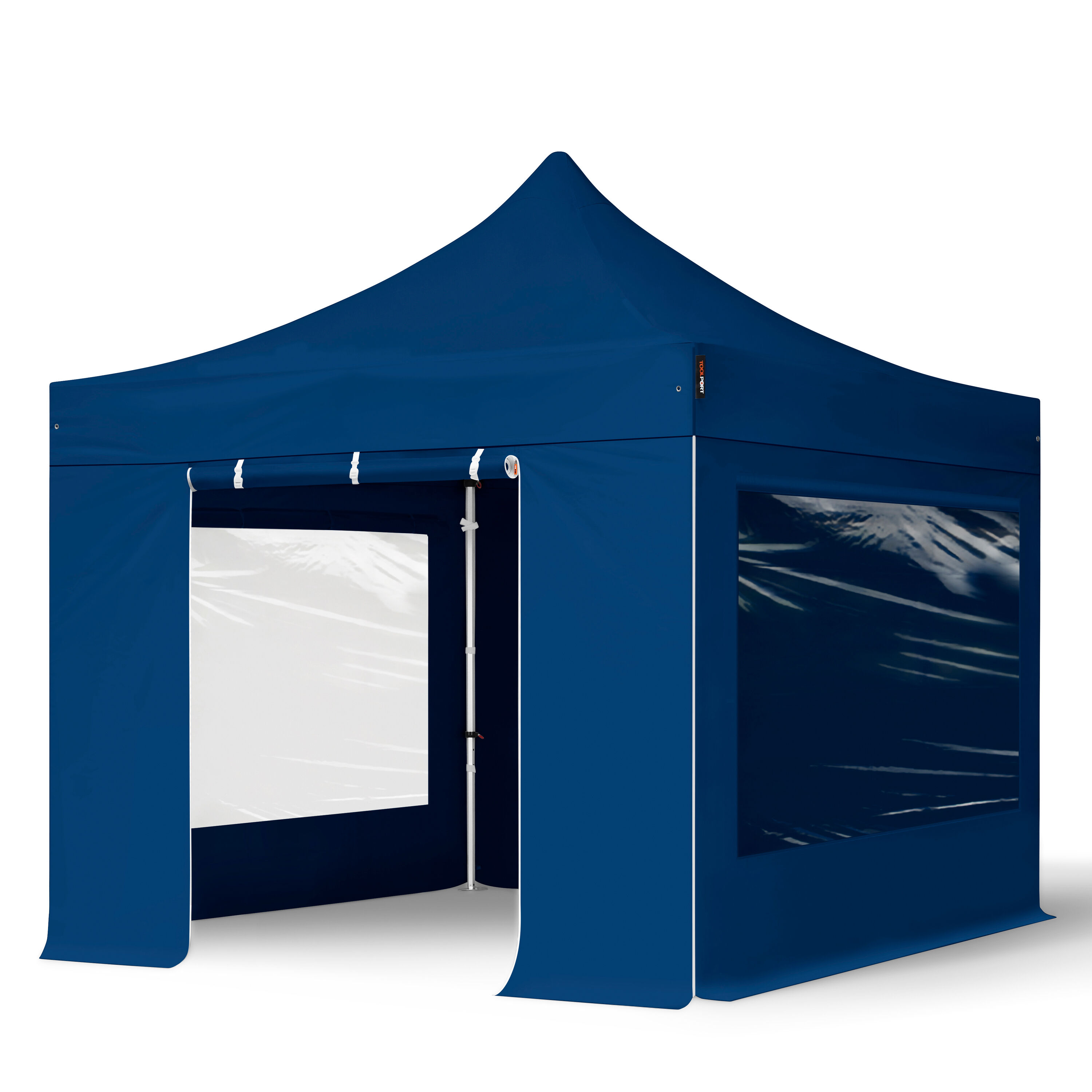 TOOLPORT Easy up Partytent 3x3m Hoogwaardig polyester 400 g/m² blauw waterdicht Easy Up Tent, Pop Up Partytent, Harmonicatent, Vouwtent