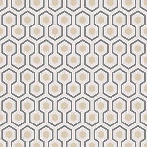 Cole & Son Hicks' Hexagon behang silver white & black