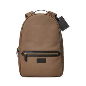 Polo Ralph Lauren Leather-Trim Canvas Backpack  - Khaki/Dark Brown - Size: One Size