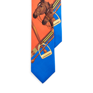 Polo Ralph Lauren Horse Head Silk Tie  - Navy/Orange - Size: One Size