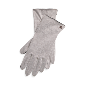 Lauren Cotton-Blend Tech Gloves  - Mid Grey - Size: Large