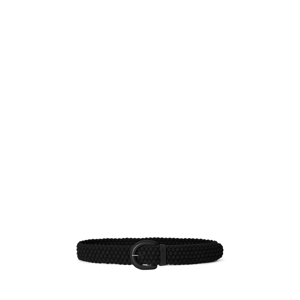 Lauren Woven Vachetta-Trim Belt  - Black/Black - Size: Medium