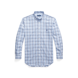 Big & Tall Natural Stretch Plaid Poplin Shirt  - 5121 White/Blue - Size: BIG 1X