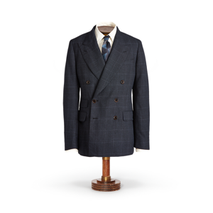 RRL Checked Wool Suit Jacket  - Blue Multi Check - Size: EU 52
