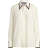 Ralph Lauren Collection Eamon Silk Crepe de Chine Shirt Off White UK 4 Female