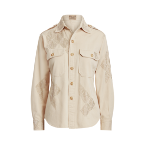 Polo Ralph Lauren Beaded Cotton Twill Shirt  - English Cream - Size: Extra Large