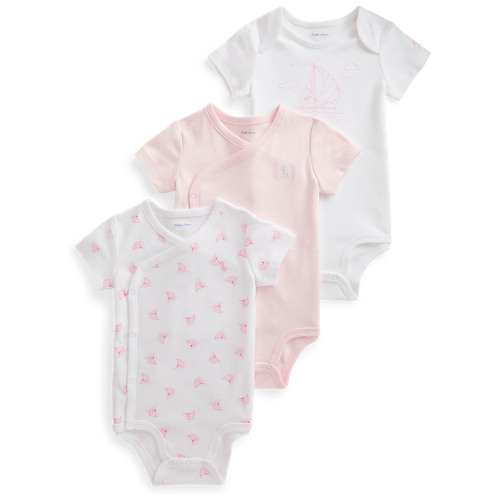 Baby Girl Yacht-Print 3-Piece Bodysuit Set Delicate Pink Multi 9M Baby