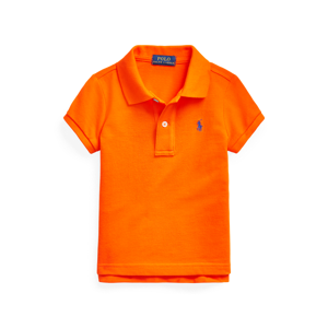 GIRLS 1.5-6.5 YEARS Cotton Mesh Polo Shirt  - Sailing Orange - Size: 6 YRS