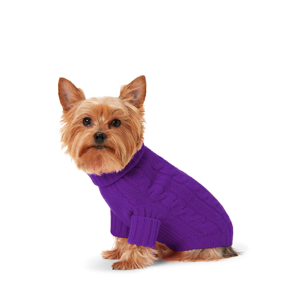 Ralph Lauren Pet Cable Cashmere Dog Jumper  - Royal Lilac - Size: Extra Small