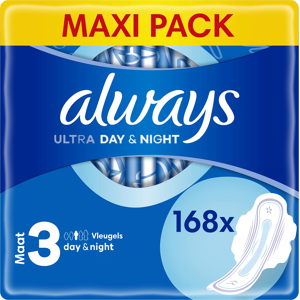 Always - Maandverband Ultra Day & Night - Met Vleugels - Maat 3 - 6 x 28 - 168 Pads