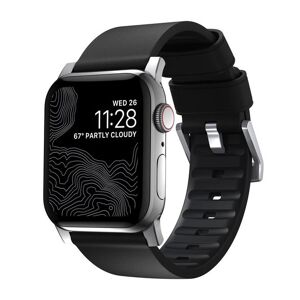 Nomad Active Pro Leather Apple Watch 49 / 45 / 44 Mm Bandje Zwart Zilver   Appelhoes, dé specialist voor al je Apple producten