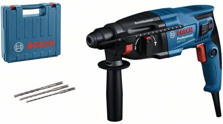 Bosch Blauw GBH 2-21 Professional Boorhamer 2J 720w in koffer + 3 sds-plus boren 06112A6002