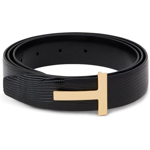 TOM FORD Leren riem met T-plakkaat - Zwart