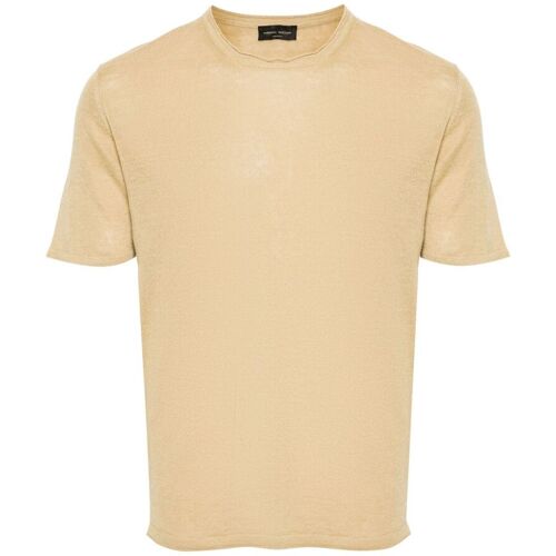 Roberto Collina Geribbeld linnen T-shirt - Beige