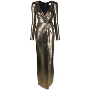 NISSA draped lamé-effect maxi dress - Goud