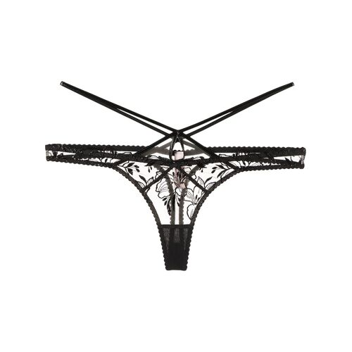 Agent Provocateur String met bloemenkant - Zwart